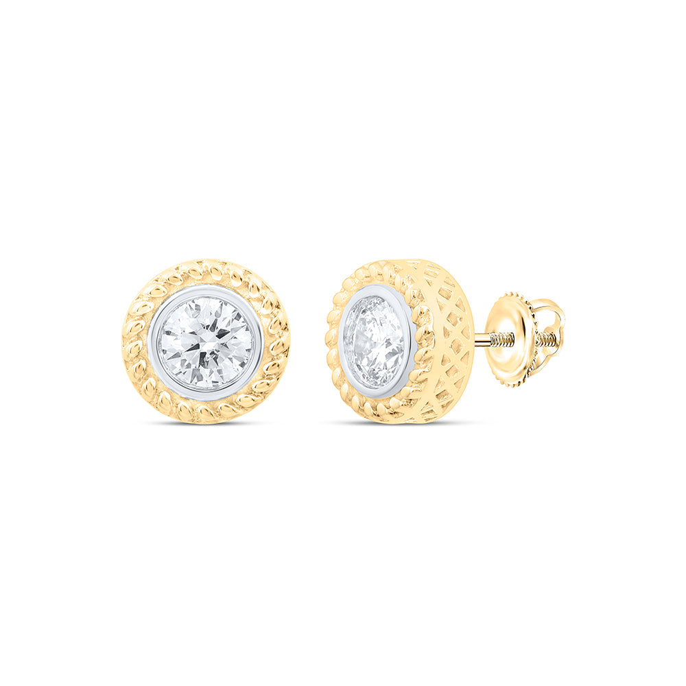 1/2CTW-NAT DIA EXCLLENT ROUND STUD SOLITAIRE MENS EARRING Daisy Joyeria