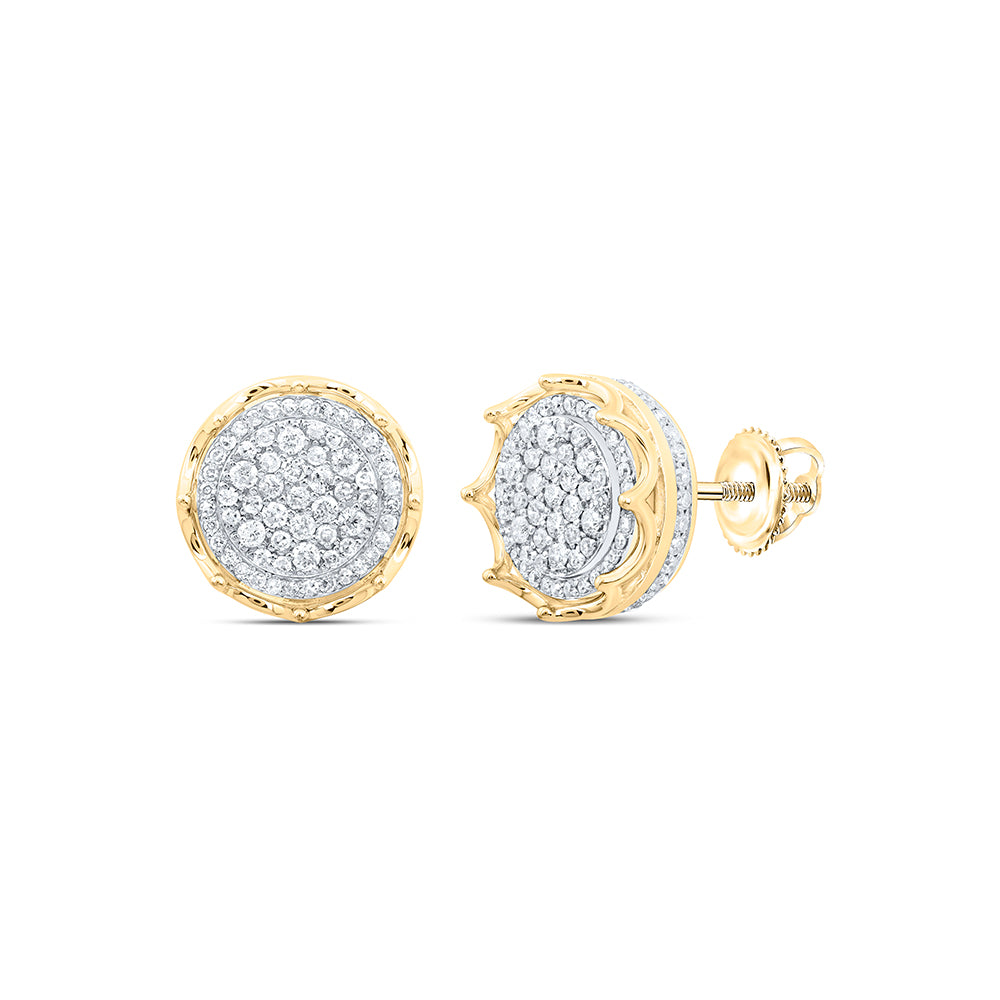 1CTW-NAT DIA P1 ROUND MENS EARRING Daisy Joyeria