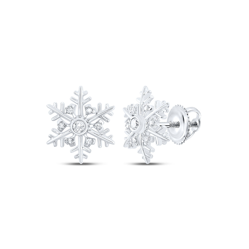 1/10CTW-NAT DIA NK FASHION SNOW FLAKE EARRING Daisy Joyeria