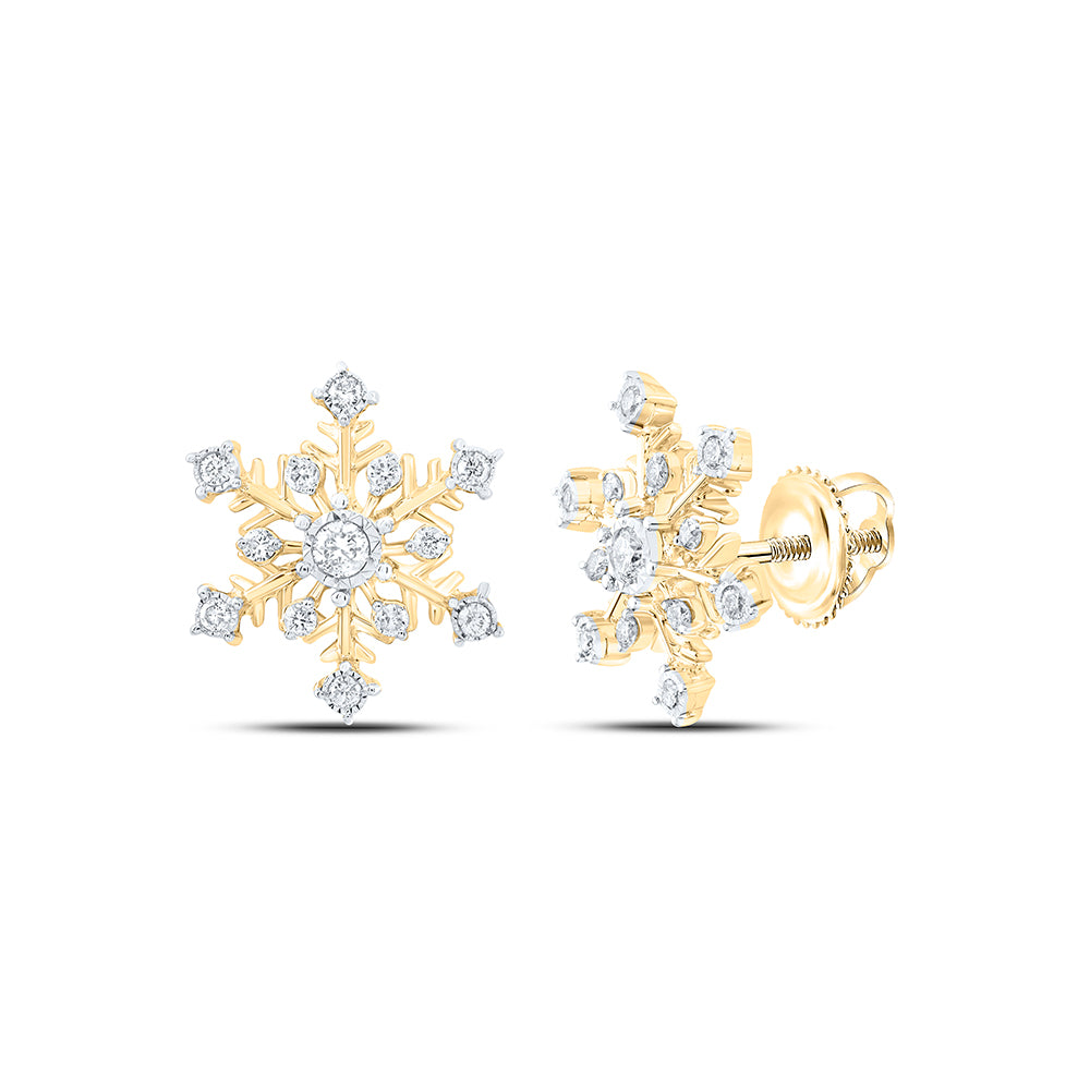 1/5CTW-NAT DIA NK FASHION SNOW FLAKE EARRING Daisy Joyeria