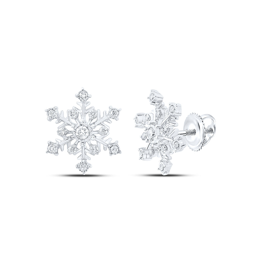 1/5CTW-NAT DIA NK FASHION SNOW FLAKE EARRING Daisy Joyeria