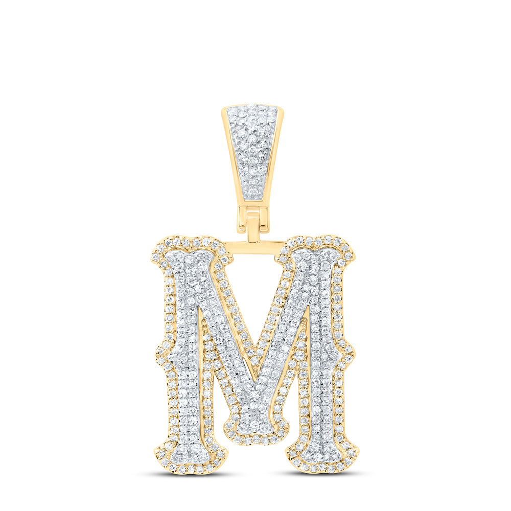 7/8CTW-NAT DIA NK FASHION INITIAL "M" PENDANT Daisy Joyeria