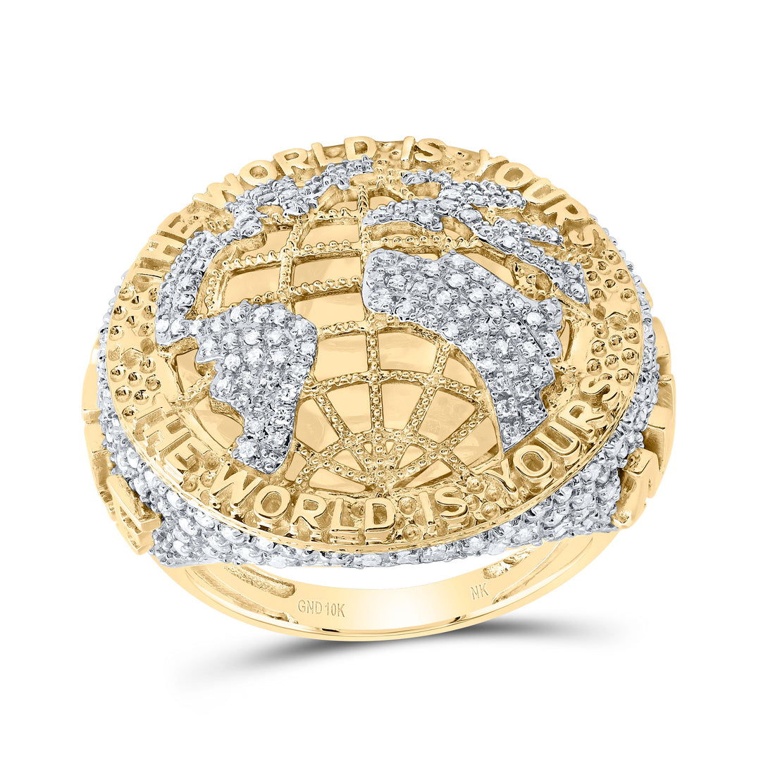 1 3/8CTW-NAT DIA NK "THE WORLD IS YOURS" MENS RING 10 Daisy Joyeria