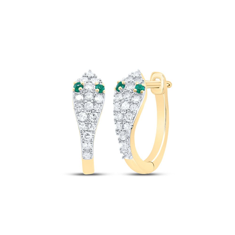 1/5CTW-DIA CN 0.03CT RD-EM NAT GEM SNAKE HOOP EARRING Daisy Joyeria
