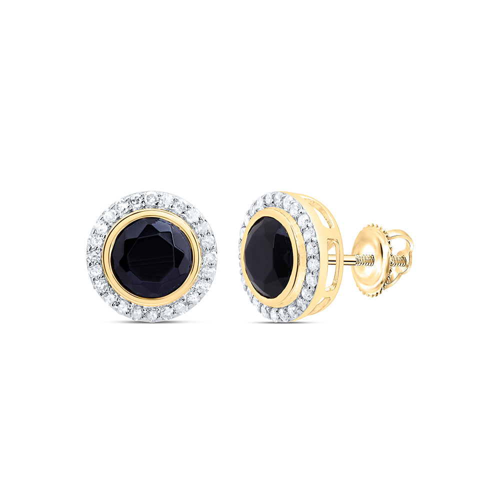 1/4CTW-DIA P1 6 MM ROUND ONYX BLACK EARRING Daisy Joyeria