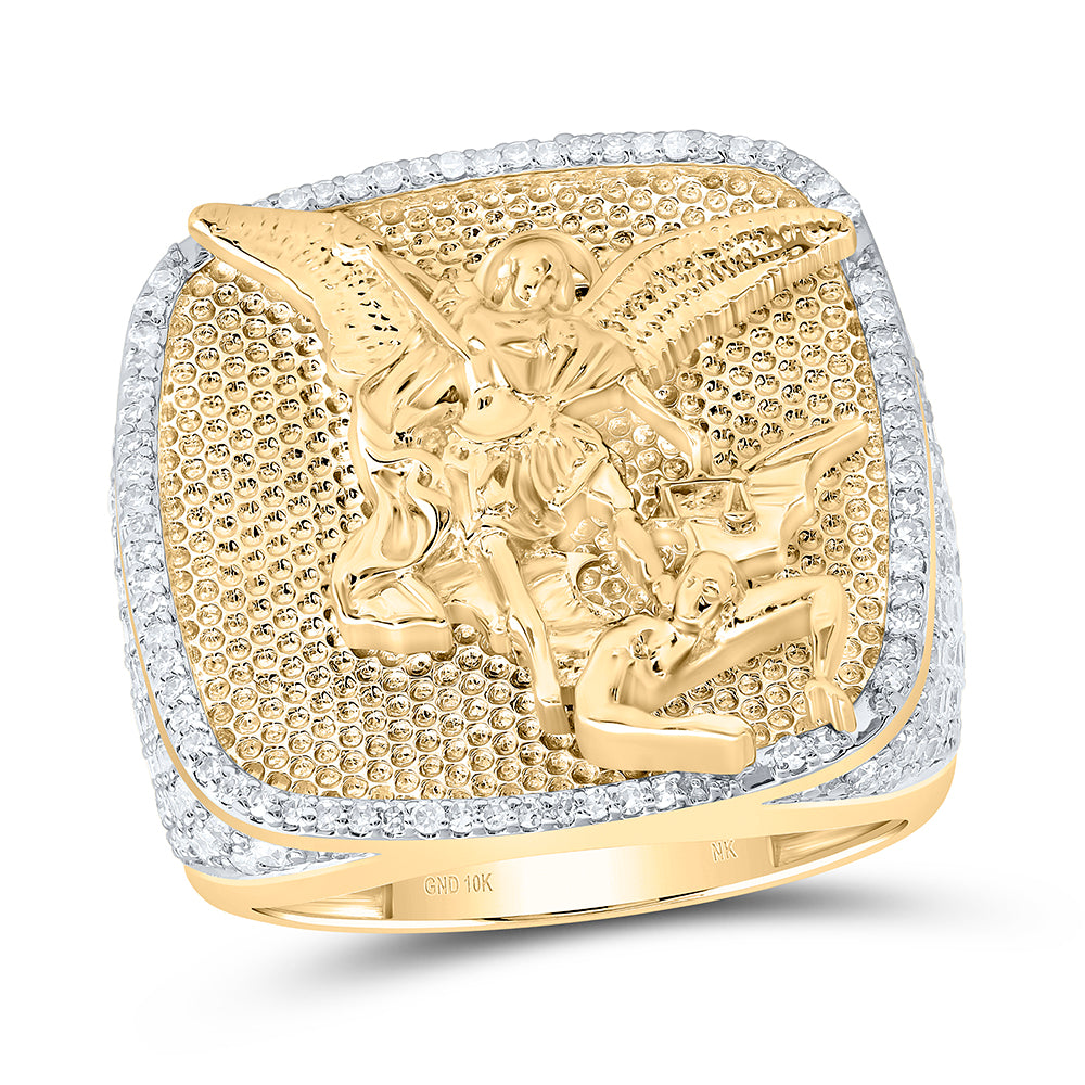 2 CTW-DIA NK MICHAEL ARCHANGEL MENS RING 10 Daisy Joyeria