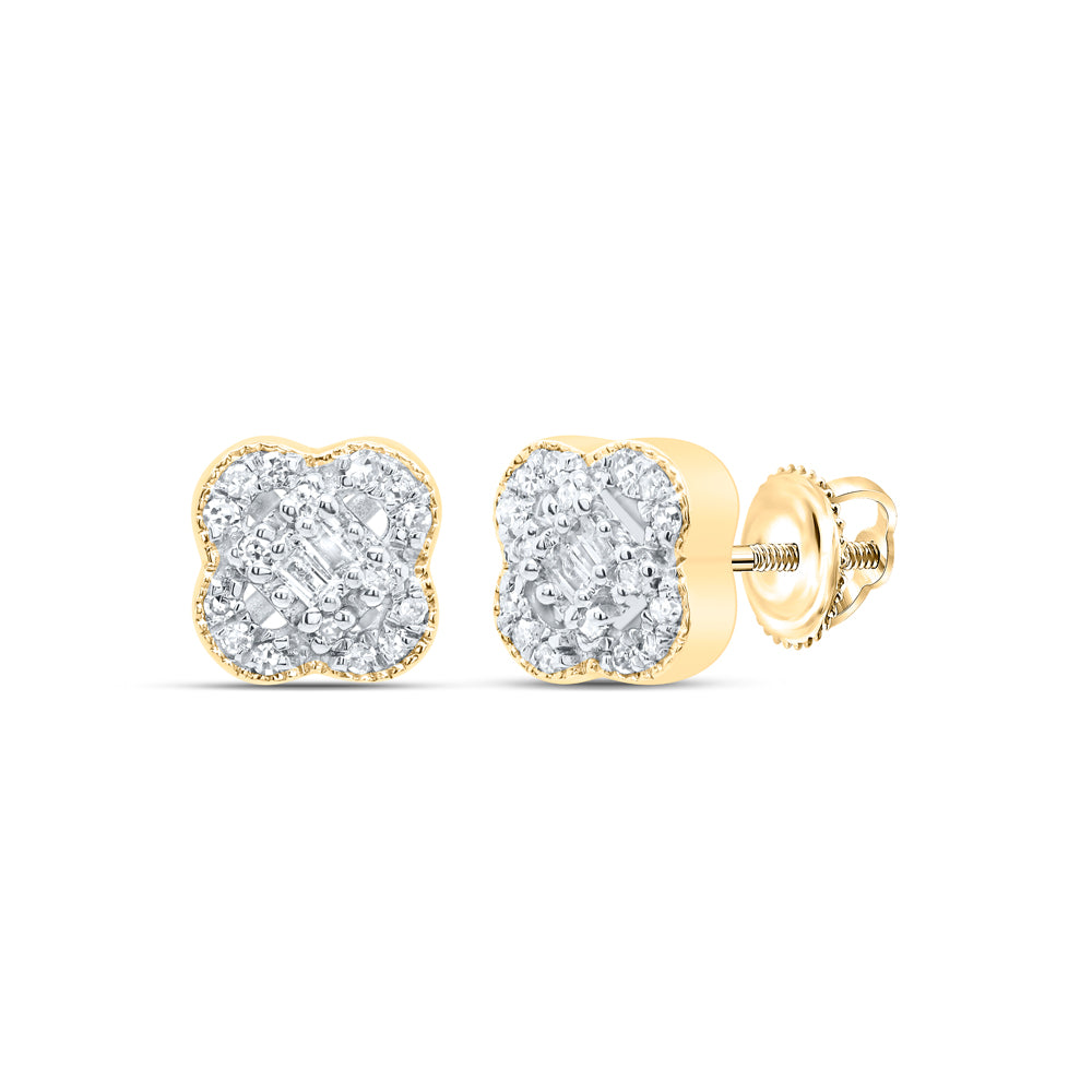 1/10CTW-DIA P1 GIFT CLOVER BAGUETTE EARRING Daisy Joyeria