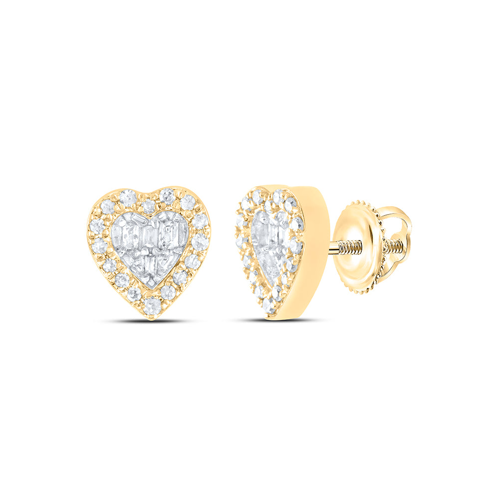 1/6CTW-NAT DIA P1 GIFT HEART BAGUETTE EARRING Daisy Joyeria