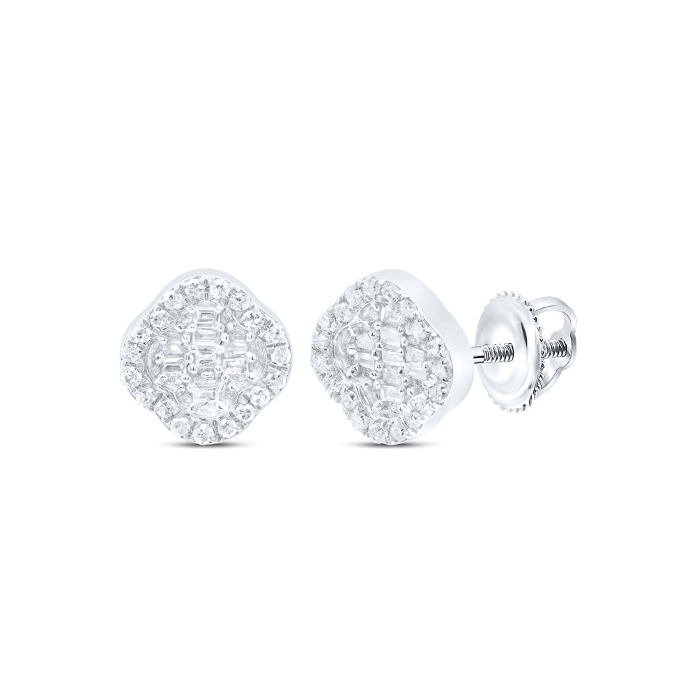 1/3CTW-DIA P1 GIFT CLOVER BAGUETTE EARRING Daisy Joyeria