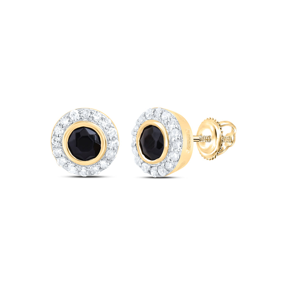 1/10CTW-DIA NK 2.8 MM ROUND ONYX BLACK EARRING Daisy Joyeria