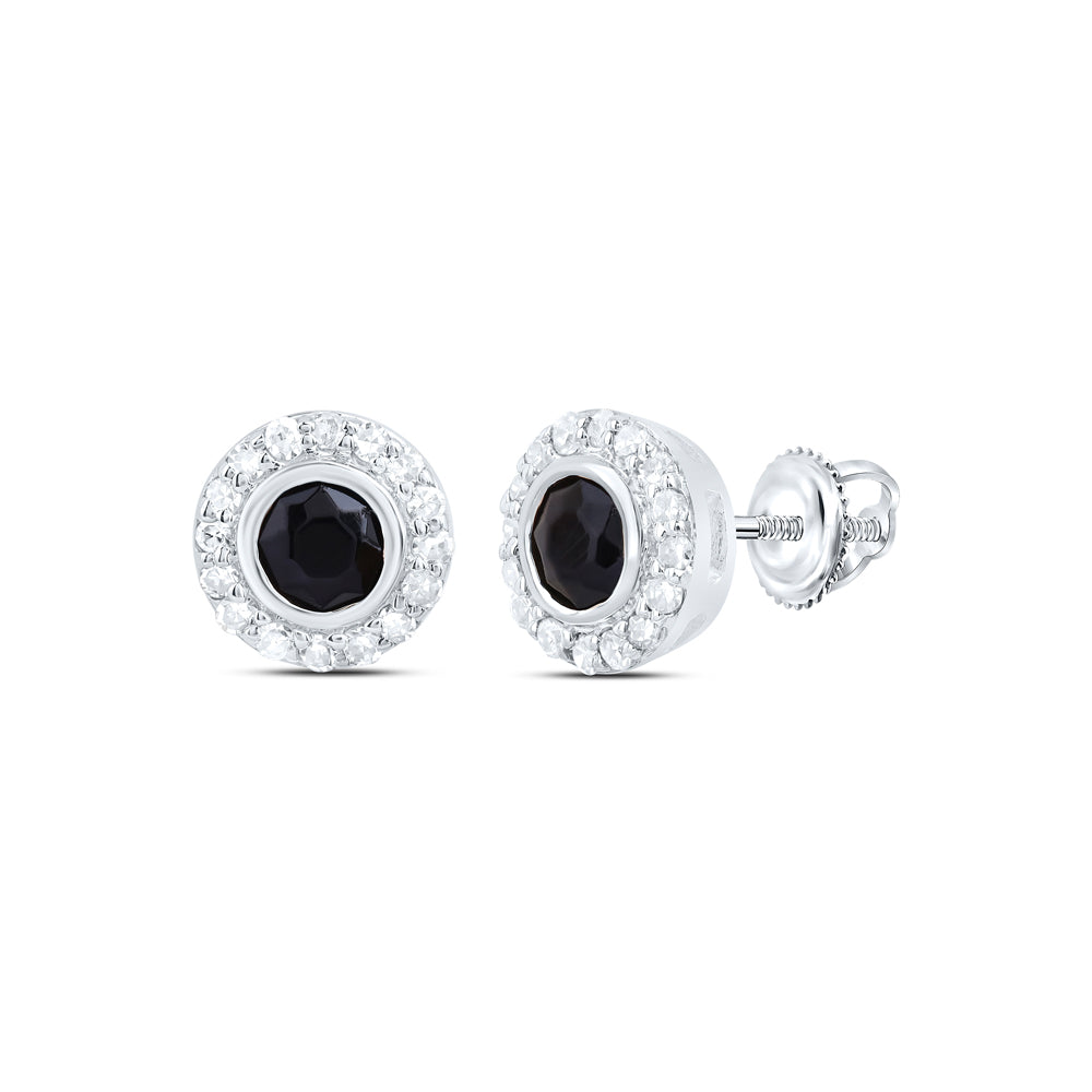 1/10CTW-DIA NK 2.8 MM ROUND ONYX BLACK EARRING Daisy Joyeria