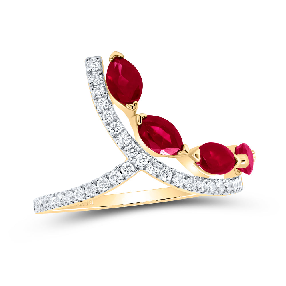 1/4CTW-DIA ANA M 1CTW-MQ-RU NAT GEM FASHION RING 7 Daisy Joyeria