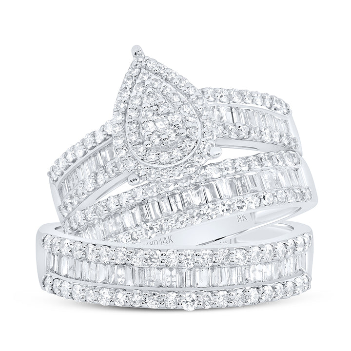 1 3/4CTW-DIA NK PEAR TRIO SET Daisy Joyeria