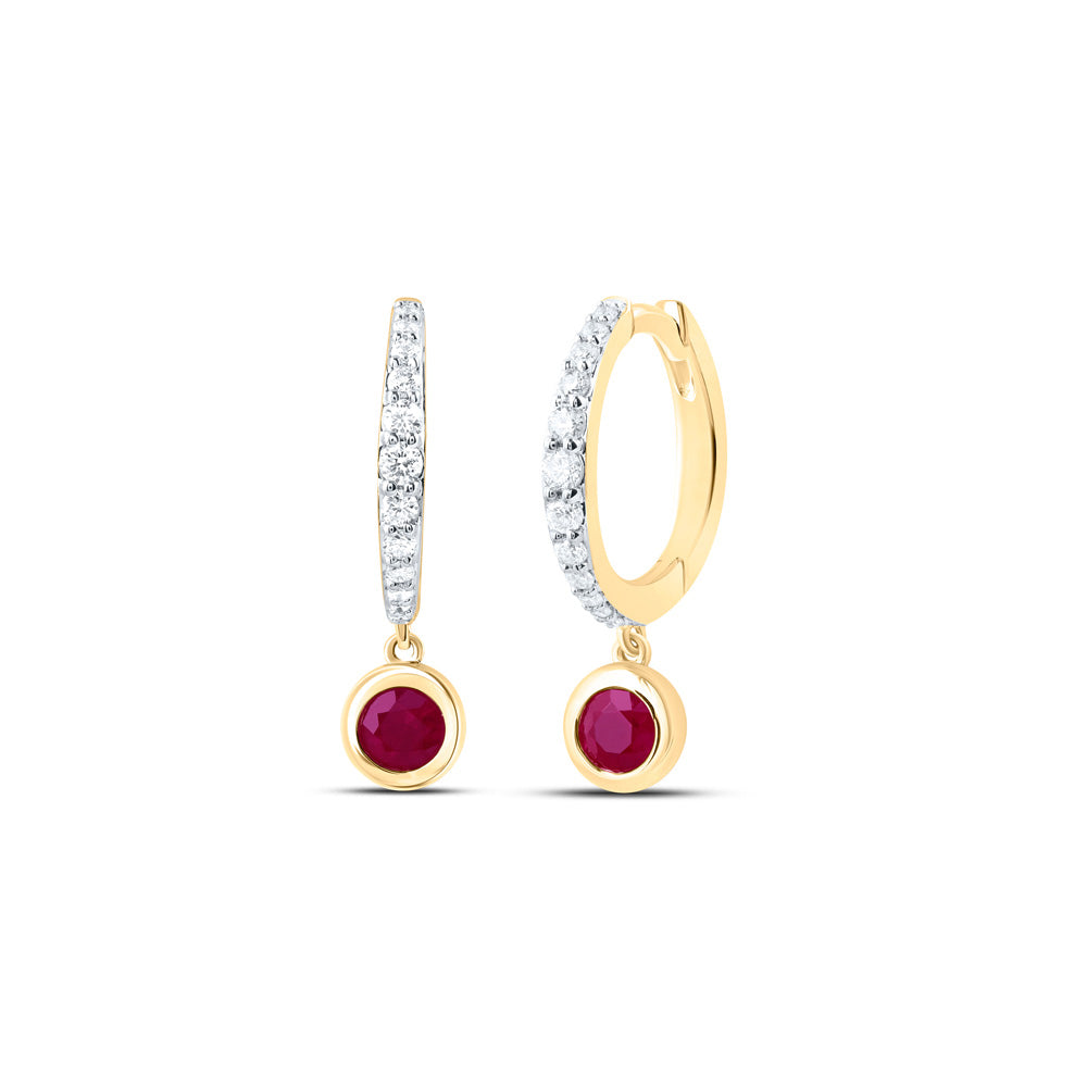 1/5CTW-DIA ANA M 3.5MM RD-RU, NAT GEM DANGLING EARRING Daisy Joyeria