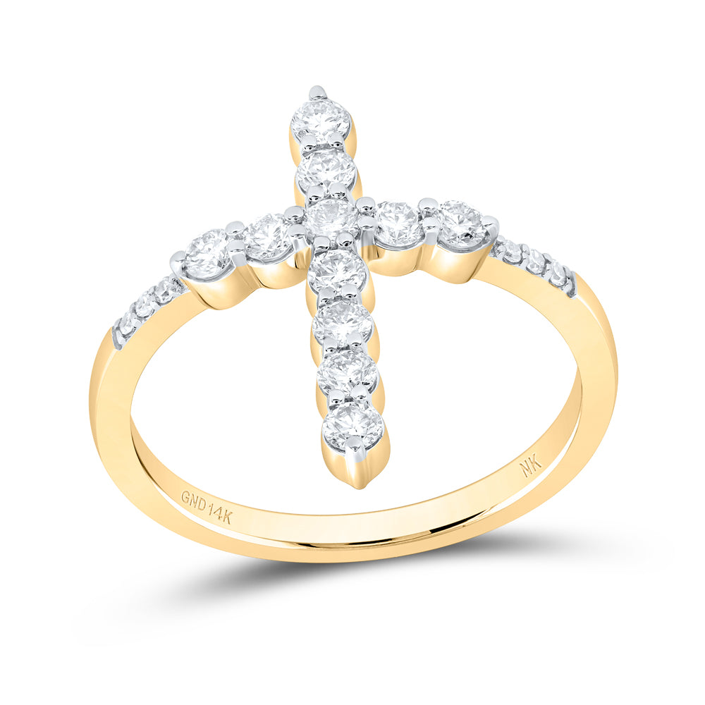 5/8CTW-NAT DIA NK FASHION CROSS RING 7 Daisy Joyeria