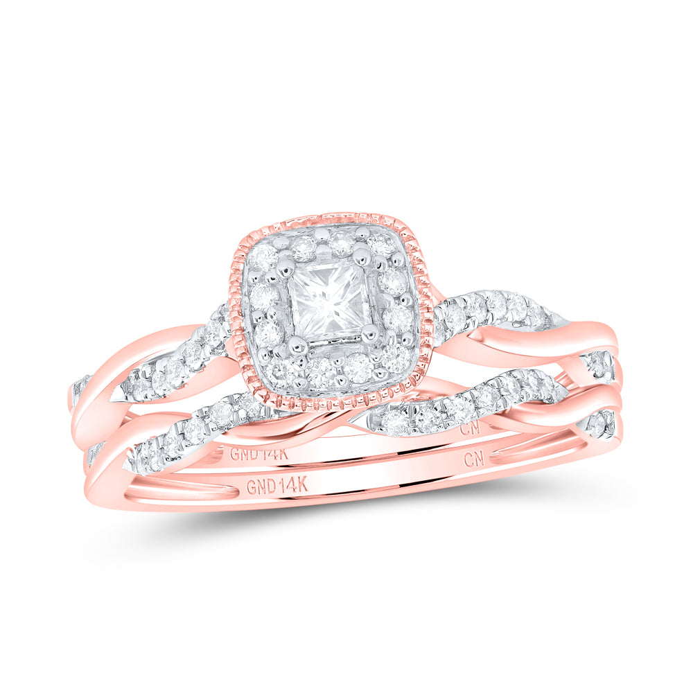 1/3CTW-NAT DIA CN CUSHION SINGLE HALO BRIDAL SET Daisy Joyeria