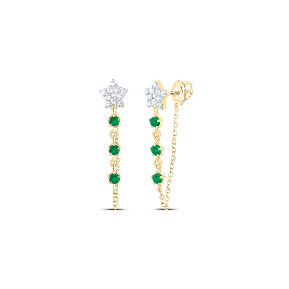 1/6CTW-NAT DIA CN 1/5CTW-RD-EM NAT GEM TWINKLE STAR EARRING Daisy Joyeria
