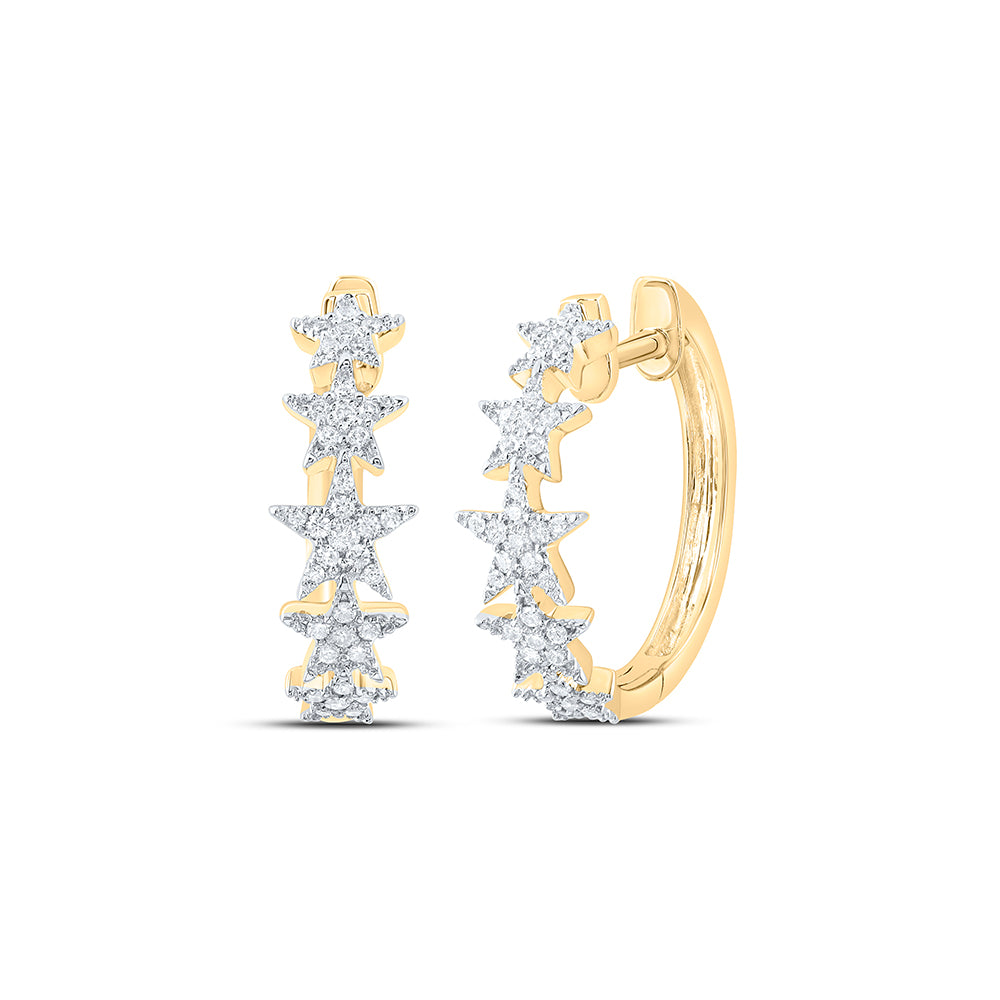 1/4CTW-DIA CN FASHION TWINKLE STAR HOOP EARRING Daisy Joyeria