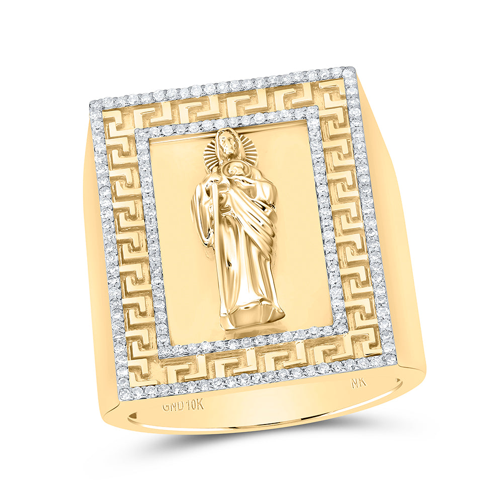 1/2CTW- DIA NK ST. JUDE MENS RING (1 INCHES VERSION) 10 Daisy Joyeria