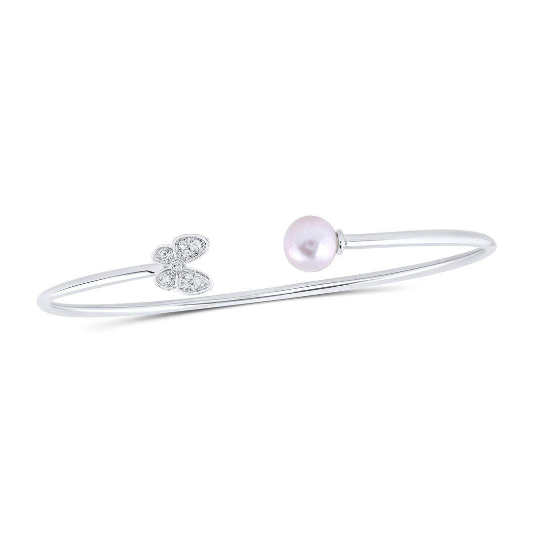 1/12CTW-DIA CN 6MM-PEARL BUTTERFLY LADIES BANGLE (60X48MM) Daisy Joyeria