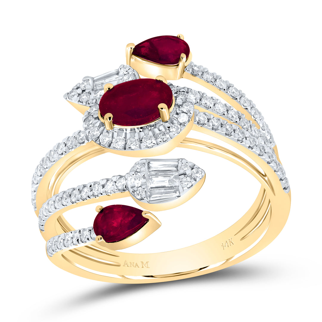 5/8CTW-DIA ANA M 6X4MM OV-RU,1/2CTW-PS-RU NAT GEM RING 7 Daisy Joyeria
