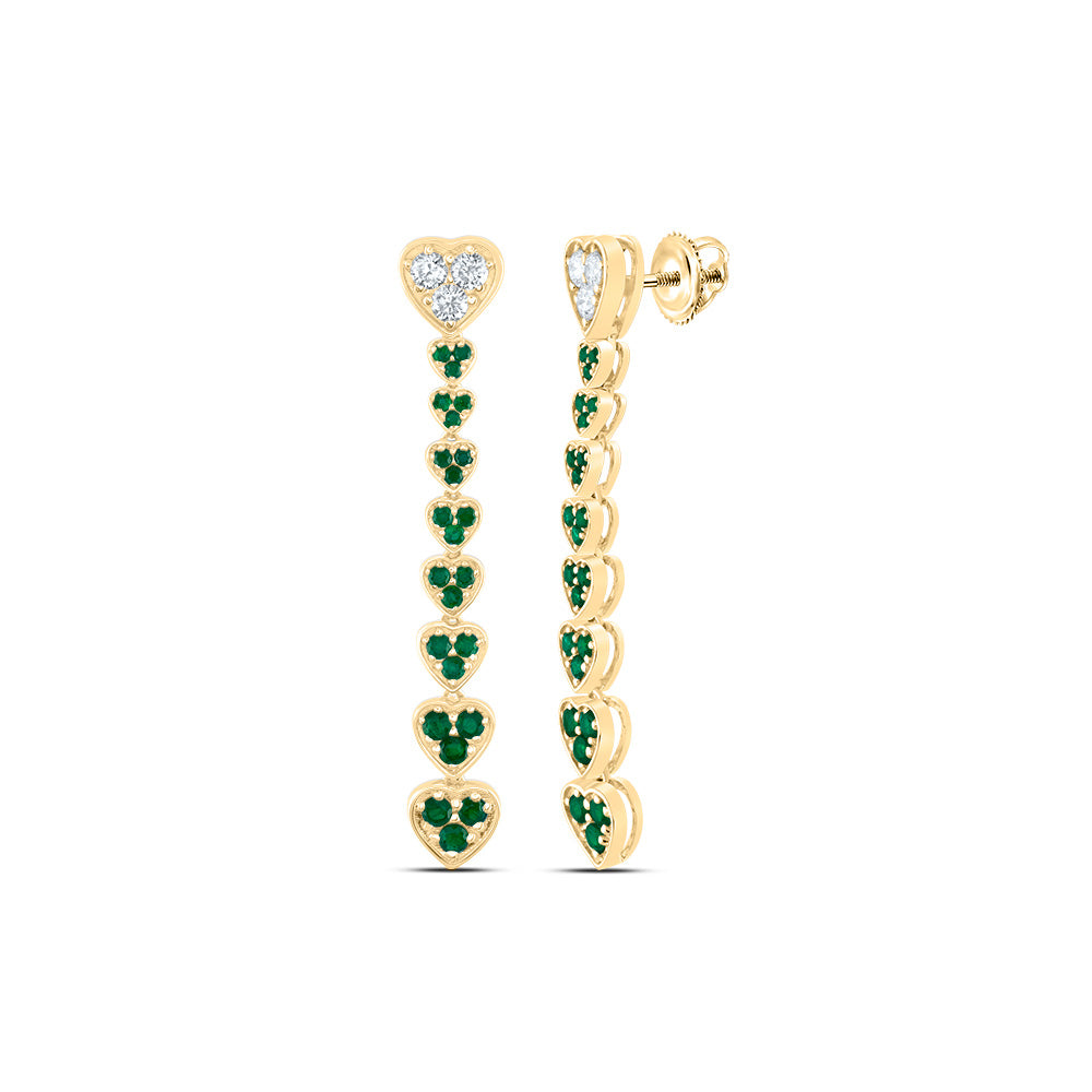 1/3CTW-NAT DIA ANA M 5/8CTW RD-EM NAT GEM HEART DANGLING EARRING Daisy Joyeria