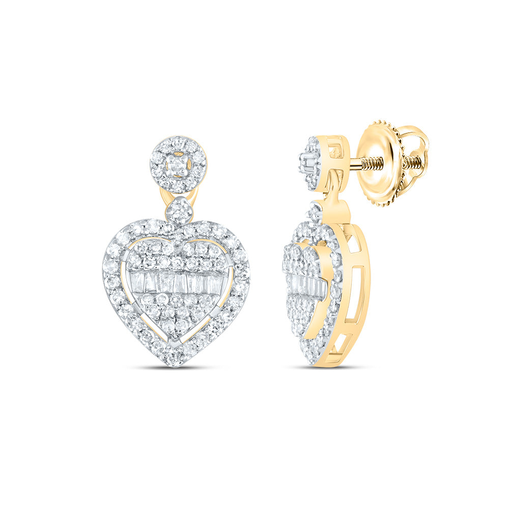 1/2CTW-NAT DIA P1 GIFT HEART DANGLING EARRING Daisy Joyeria