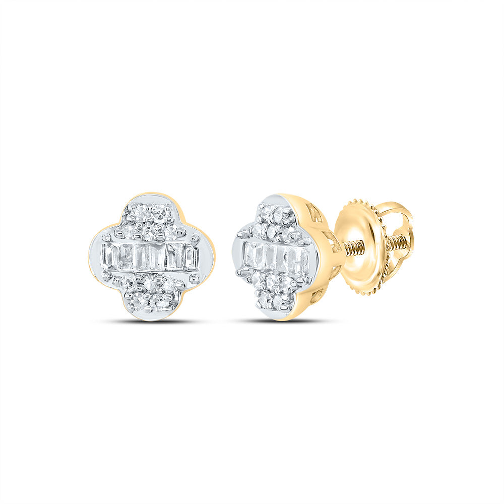 1/6CTW-NAT DIA P1 GIFT CLOVER STUD EARRING Daisy Joyeria