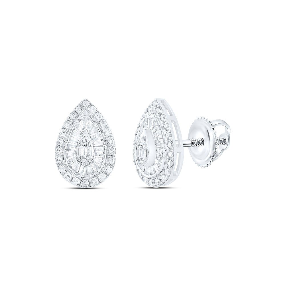 1/2CTW-NAT DIA P1 GIFT PEAR BAGUETTE EARRING Daisy Joyeria
