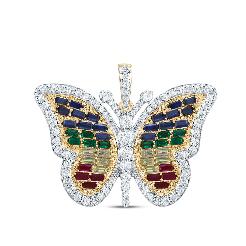 3/4CTW-NAT DIA CN 1 1/2CTW BAG-NAT GEM MULTI CLR SAPPHIRE BUTTERFLY PENDANT Daisy Joyeria