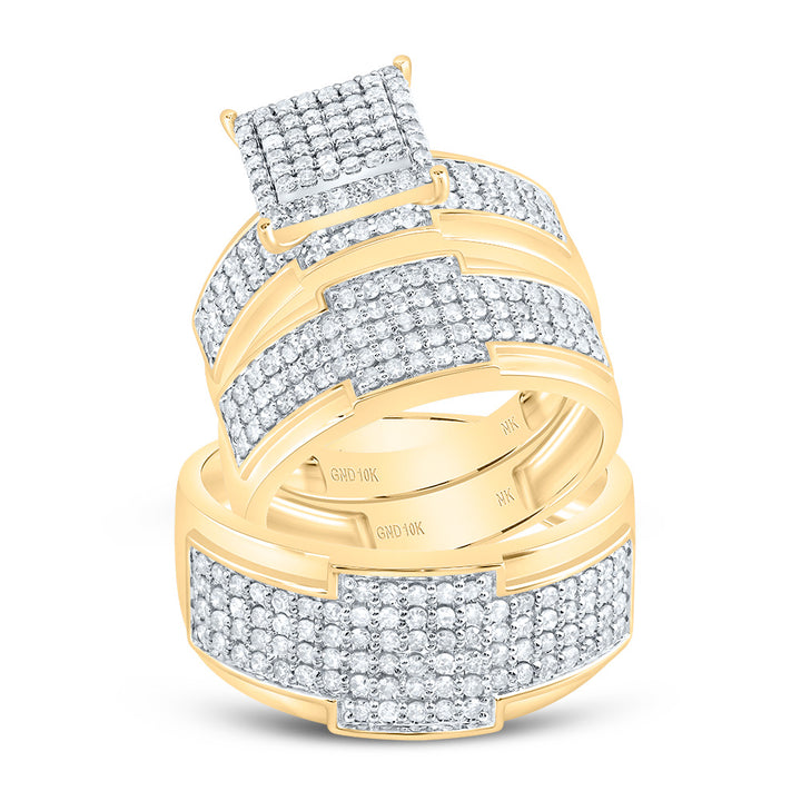 1 1/2CTW-DIA NK SQUARE TRIO SET 7 Daisy Joyeria
