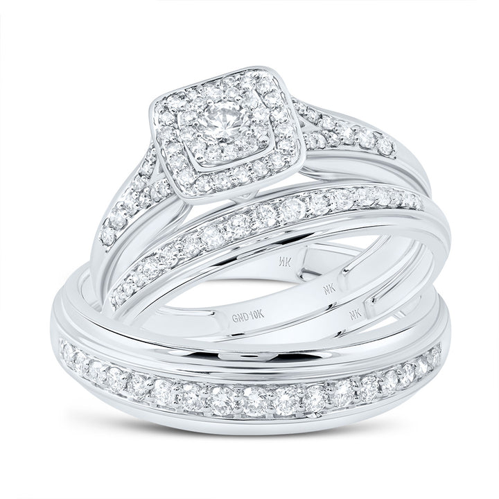 7/8CTW-DIA NK SQUARE TRIO SET 7 Daisy Joyeria