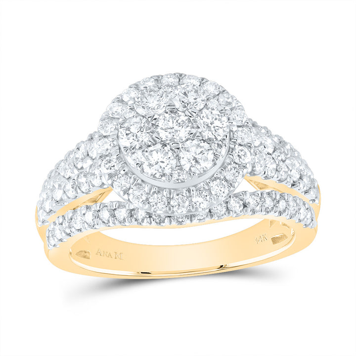 1 1/2CTW-DIA ANA M ROUND SINGLE HALO FASHION BRIDAL RING 7 Daisy Joyeria
