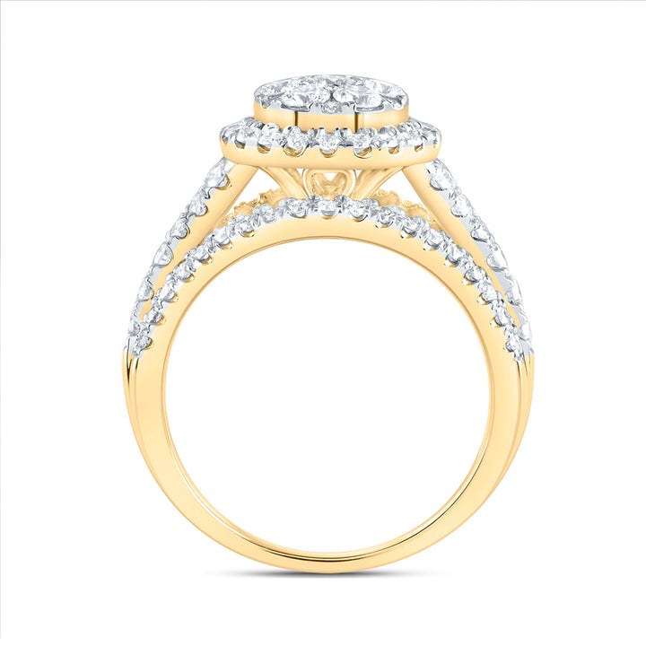 1 1/2CTW-DIA ANA M ROUND SINGLE HALO FASHION BRIDAL RING 7 Daisy Joyeria