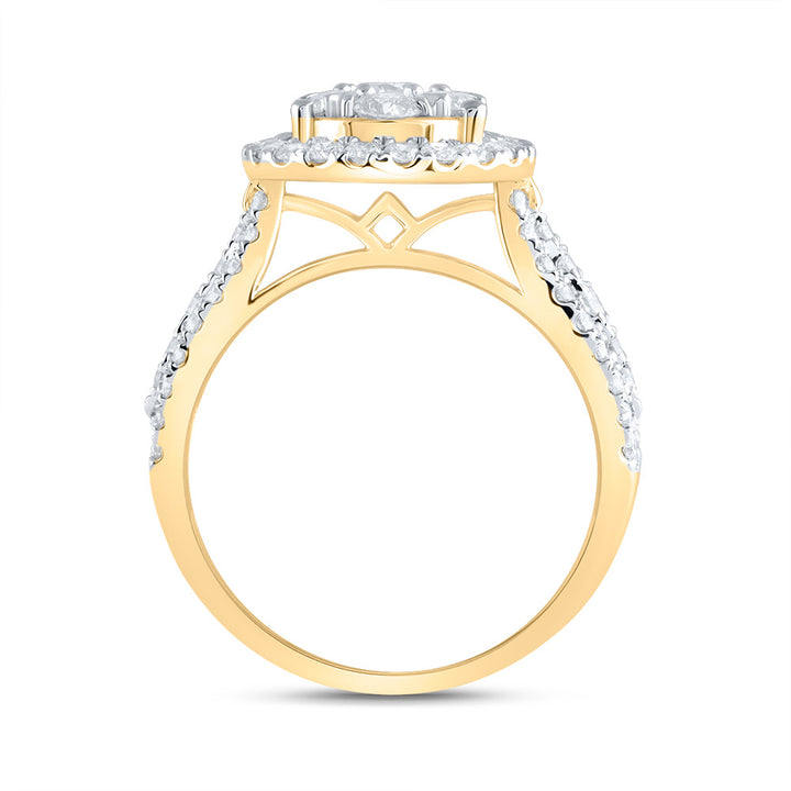 1 1/2CTW-DIA ANA M 1/5CT-CRD PEAR SINGLE HALO BRIDAL RING 7 Daisy Joyeria