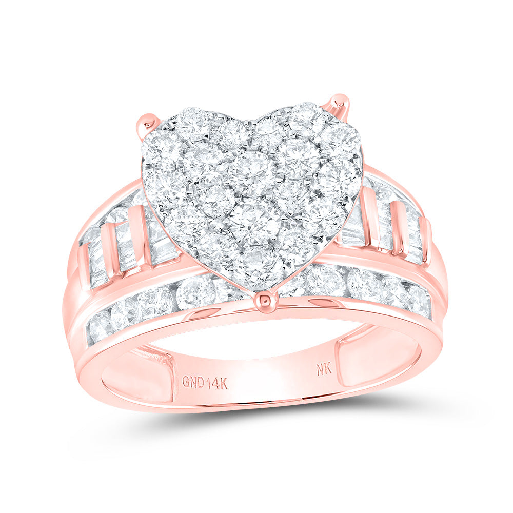 14kt Rose Gold Round Diamond Heart Bridal Wedding Engagement Ring 2 Cttw 7 Daisy Joyeria