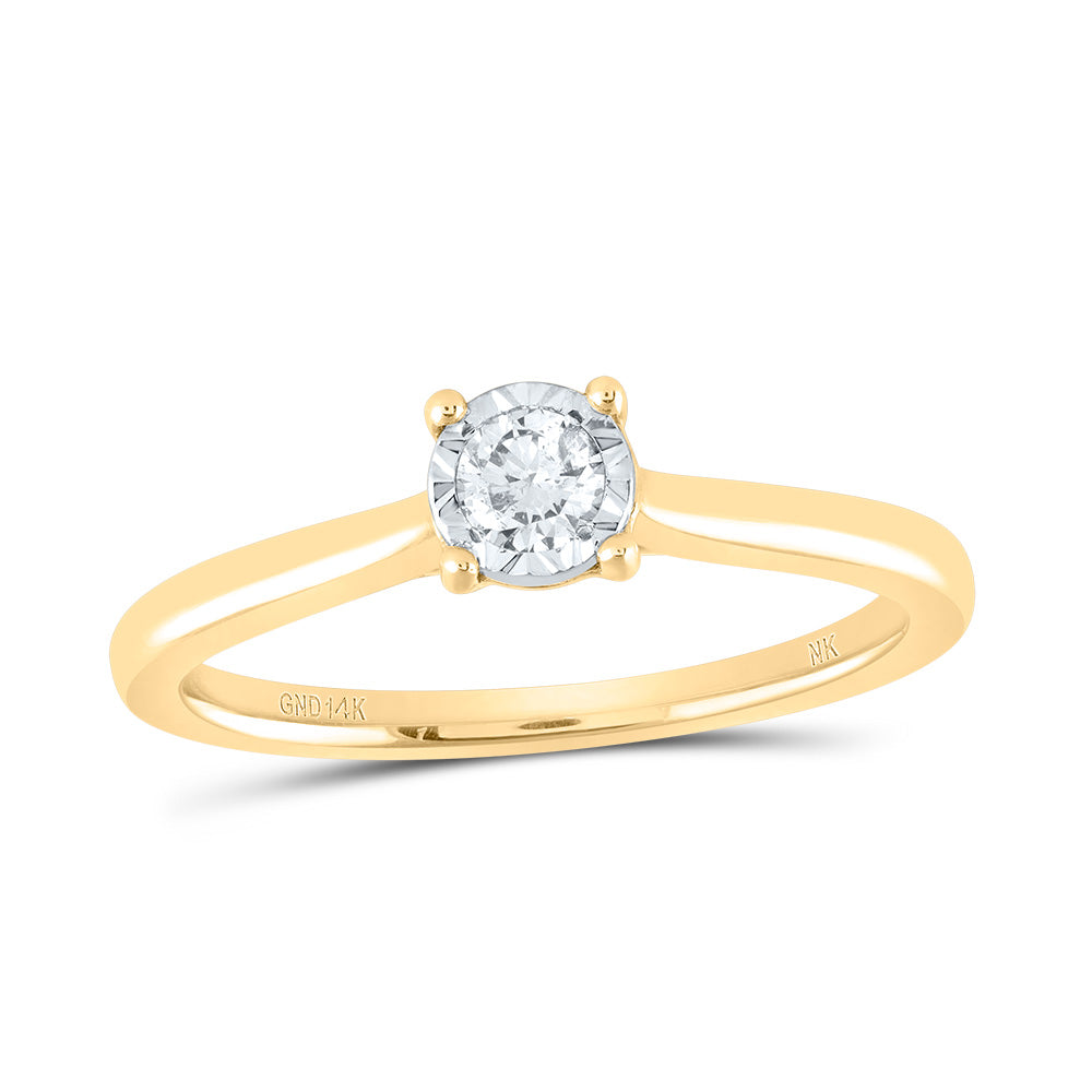 14kt Yellow Gold Womens Round Diamond Solitaire Ring 1/6 Cttw 7 Daisy Joyeria