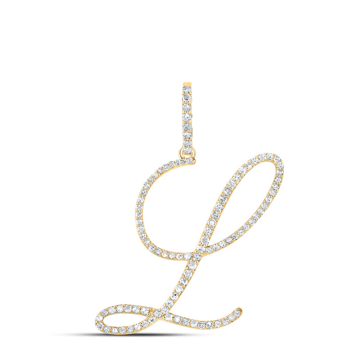 14kt White Gold Womens Round Diamond L Initial Letter Pendant 1/2 Cttw Daisy Joyeria