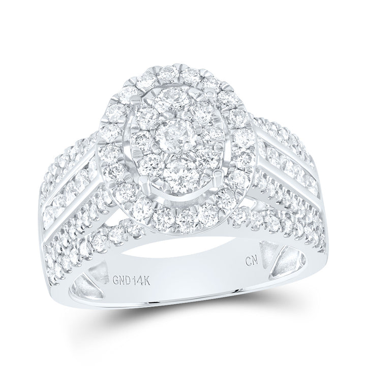 1 3/4CTW-DIA CN OVAL SINGLE HALO BRIDAL RING 7 Daisy Joyeria