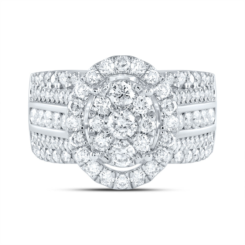 1 3/4CTW-DIA CN OVAL SINGLE HALO BRIDAL RING 7 Daisy Joyeria
