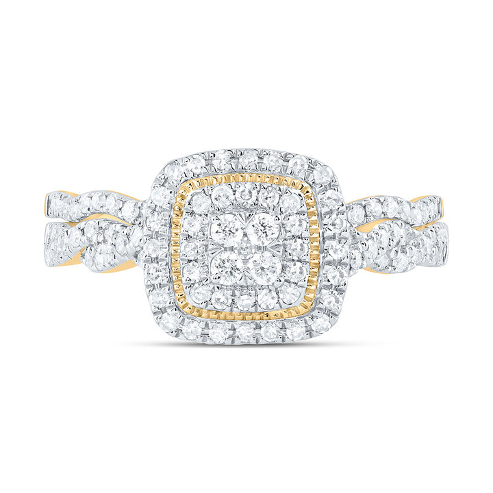 1/2CTW-NAT DIA CN CUSHION DOUBLE HALO BRIDAL SET 7 Daisy Joyeria