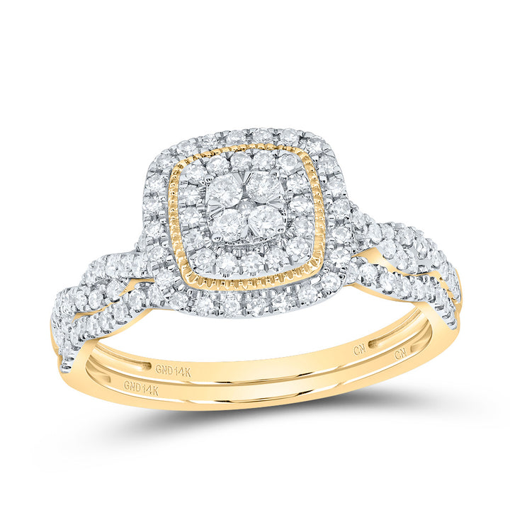 1/2CTW-NAT DIA CN CUSHION DOUBLE HALO BRIDAL SET 7 Daisy Joyeria