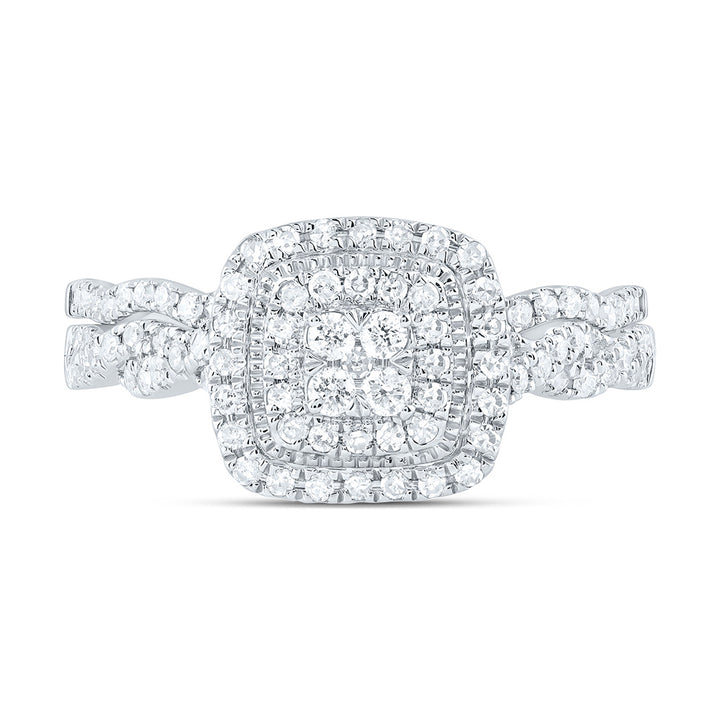 1/2CTW-NAT DIA CN CUSHION DOUBLE HALO BRIDAL SET 7 Daisy Joyeria
