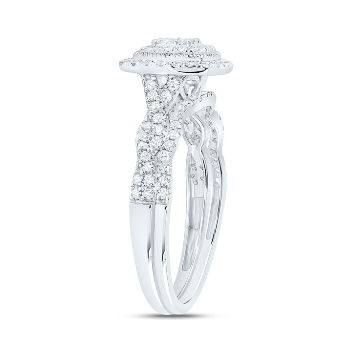 1/2CTW-NAT DIA CN CUSHION DOUBLE HALO BRIDAL SET 7 Daisy Joyeria