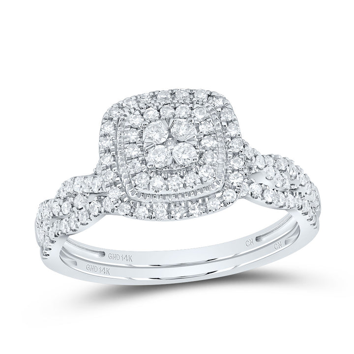 1/2CTW-NAT DIA CN CUSHION DOUBLE HALO BRIDAL SET 7 Daisy Joyeria