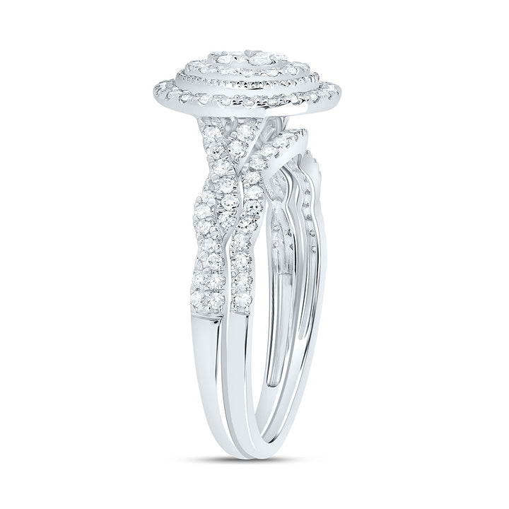 1/2CTW-NAT DIA CN OVAL DOUBLE HALO BRIDAL SET 7 Daisy Joyeria