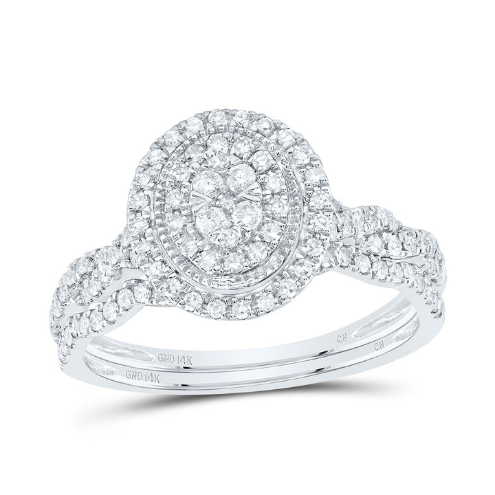 1/2CTW-NAT DIA CN OVAL DOUBLE HALO BRIDAL SET 7 Daisy Joyeria