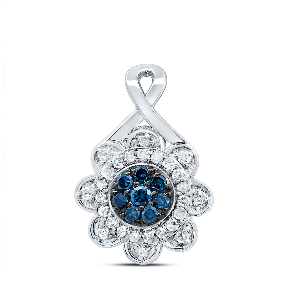 1/5CTW-DIA P1 GIFT BLUE DIAMOND FLOWER PENDANT Daisy Joyeria