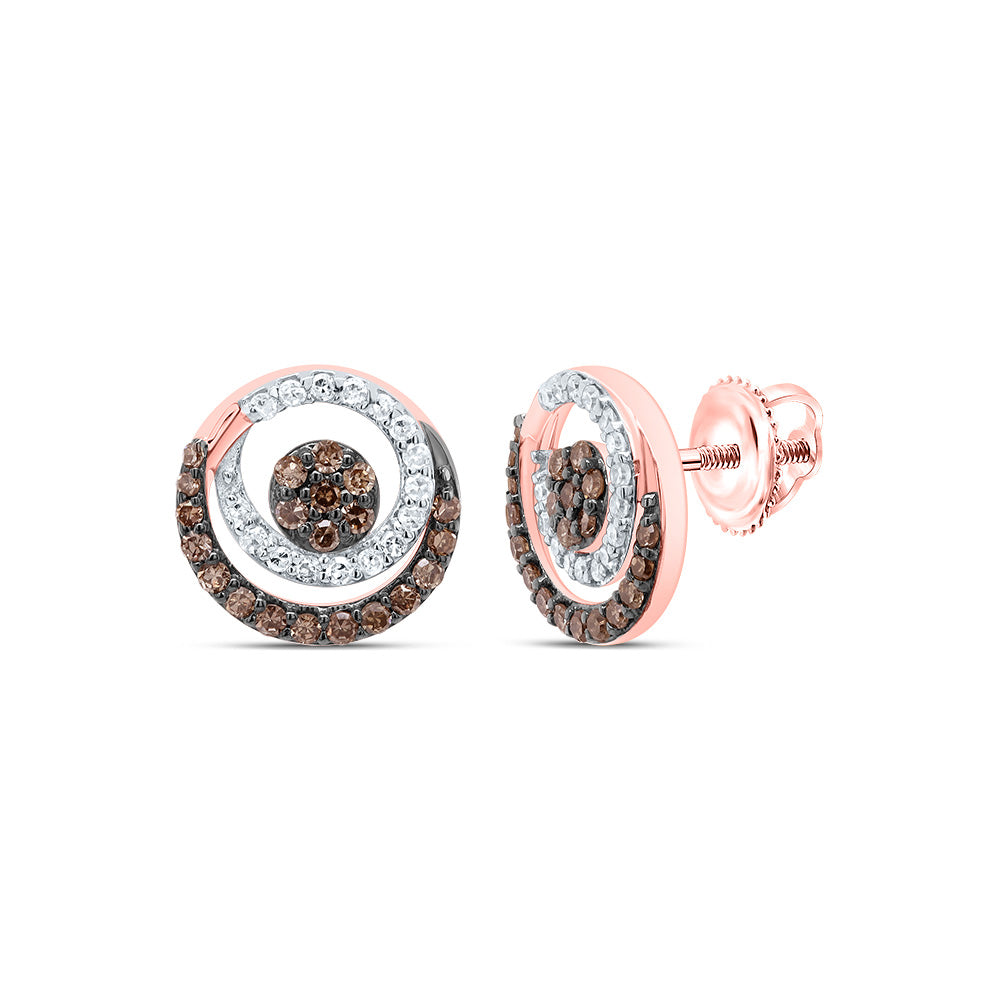 3/8CTW-DIA P1 GIFT COGNAC NATURAL ROUND STUD EARRING Daisy Joyeria