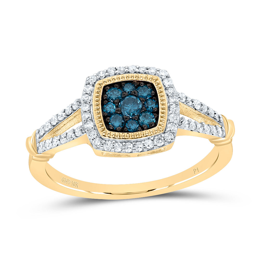 3/8CTW-DIA P1 GIFT BLUE DIAMOND CUSHION RING 7 Daisy Joyeria